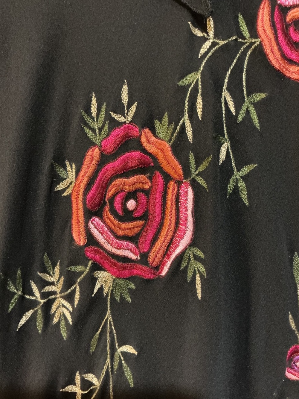 Sue Wong Black Floral Embroidered Silk Midi Dress 8 - Picture 3 of 9